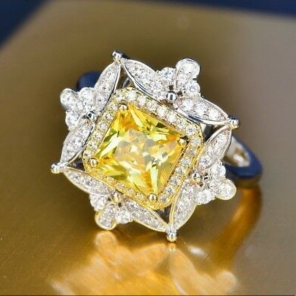 New 925 Silver Filled Citrine Birthstone Size 6-10 - Picture 2 of 6